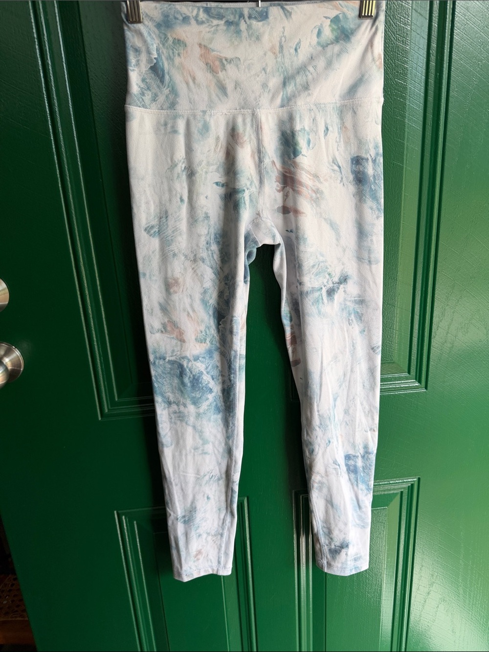 Girls White Leggings with Pastel Blue and Pink Tie-Dye Accents